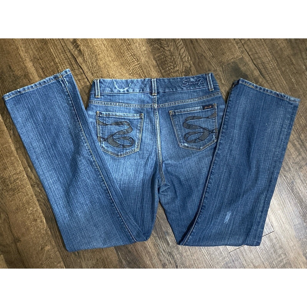 Seven 7โ Women's Blue Bootcut Jeans Low Rise Light Wash Sz8 Denim Light